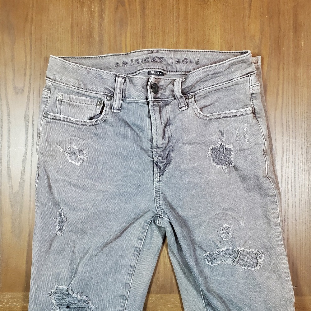 American‎ Eagle AirFlex Skinny Distressed Gray Jeans Mens 29 Stretch Denim
